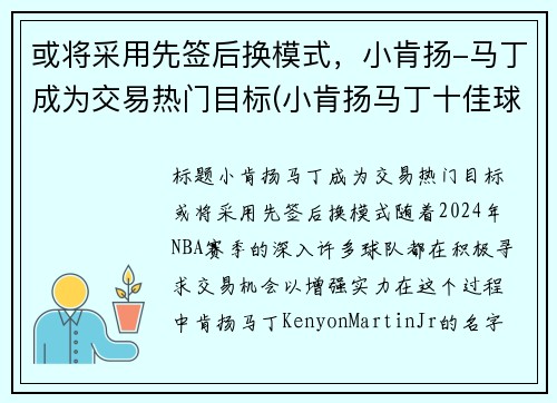 或将采用先签后换模式，小肯扬-马丁成为交易热门目标(小肯扬马丁十佳球)